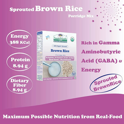 TummyFriendly Foods Organic Sprouted Brown Rice Porridge Mix Organic Baby Food for 6 Months Old